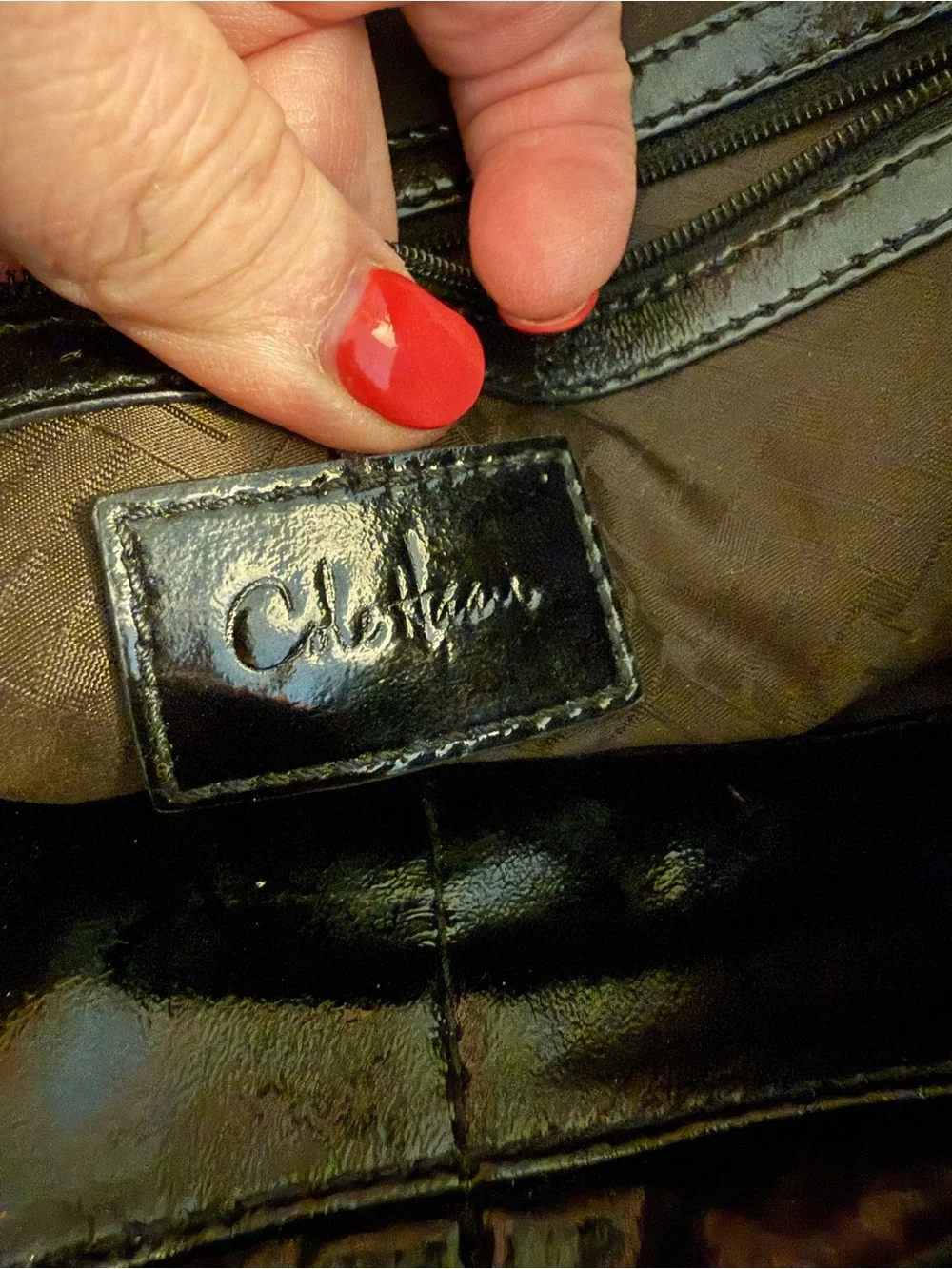 Cole Haan Black Woven Genevieve Patent Leather and Suede Oversized Clutch
